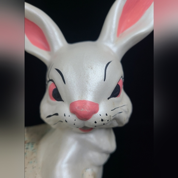 Vintage Painted Ceramic Easter Bunny Pulling Cart Easter Planter Spring Easter - Picture 2 of 10